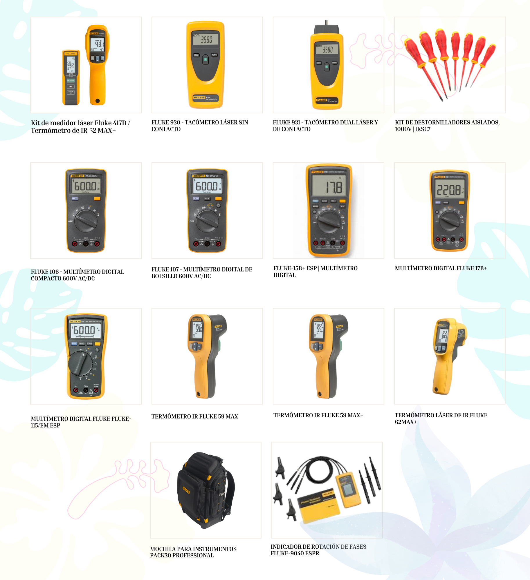Kit de medidor láser Fluke 417D  Termómetro de IR 62 MAX+ (1)